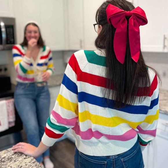 Women's Disney 100 Striped Graphic Cardigan (small pull in yellow stripe) - Picture 7 of 8